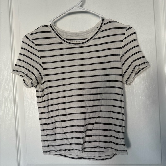 American Eagle Outfitters Black and White Striped Tee - Picture 2 of 6